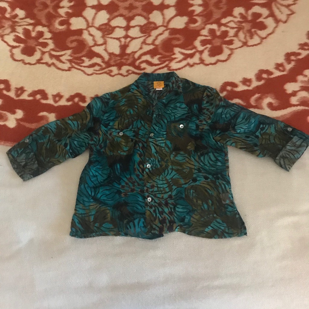 Ruby Rd. Mesh Button Down Top